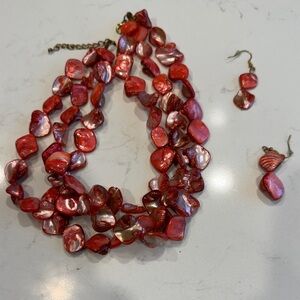 18” Coral Shell Necklace and Earring Set